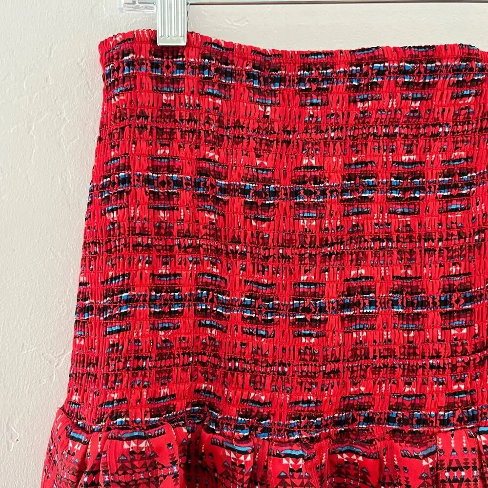 Aqua x Pendleton Bloomingdales Exclusive Skirt Women's XL Red Mini Smocked NEW - Picture 3 of 10